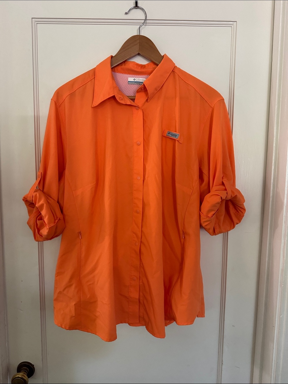 Columbia Orange Lightweight Button-Up Shirt - Picture 3 of 4